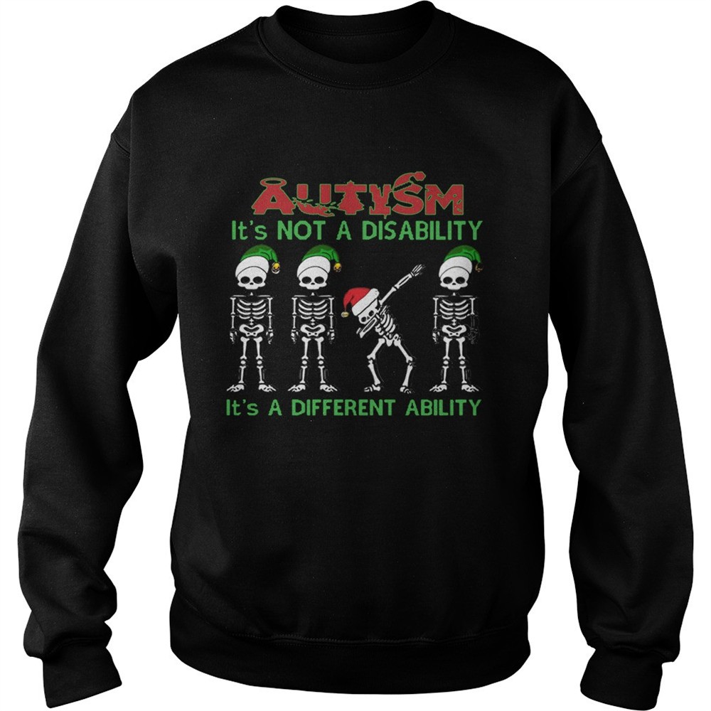 Santa Skeleton autism its not a disability its a different ability christmas shirt