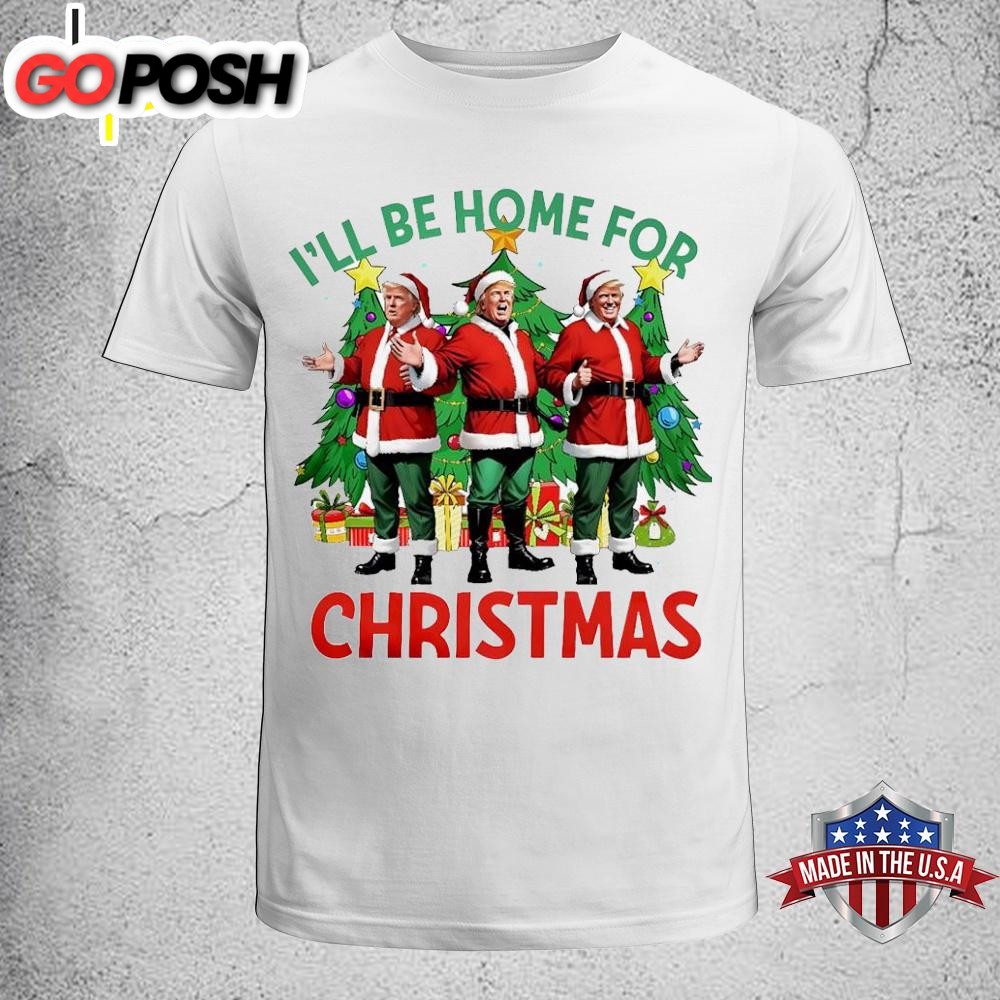 Santa Trump Xmas I’ll Be Home For Christmas Tree Unisex T-Shirt