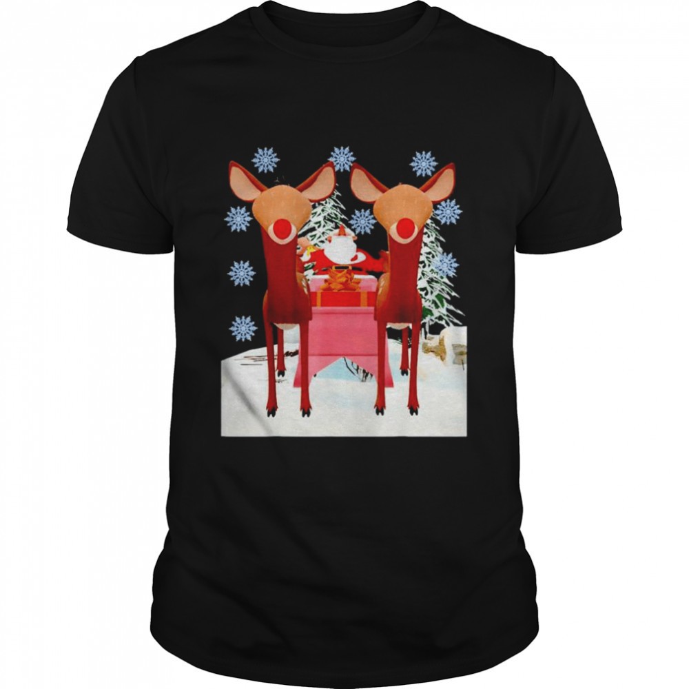 santa-with-two-red-nosed-reindeers-christmas-shirt-6m25vmgg Santa with two red nosed Reindeers Christmas shirt