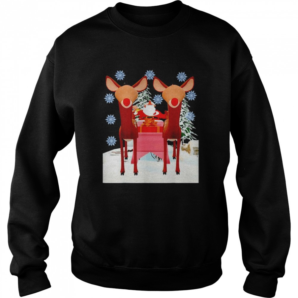 santa-with-two-red-nosed-reindeers-christmas-shirt-6m25vmgg Santa with two red nosed Reindeers Christmas shirt