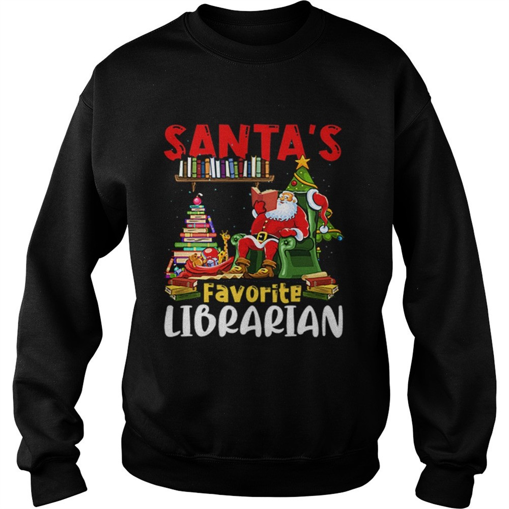 Santas Favorite Librarian Christmas Book Lovers shirt