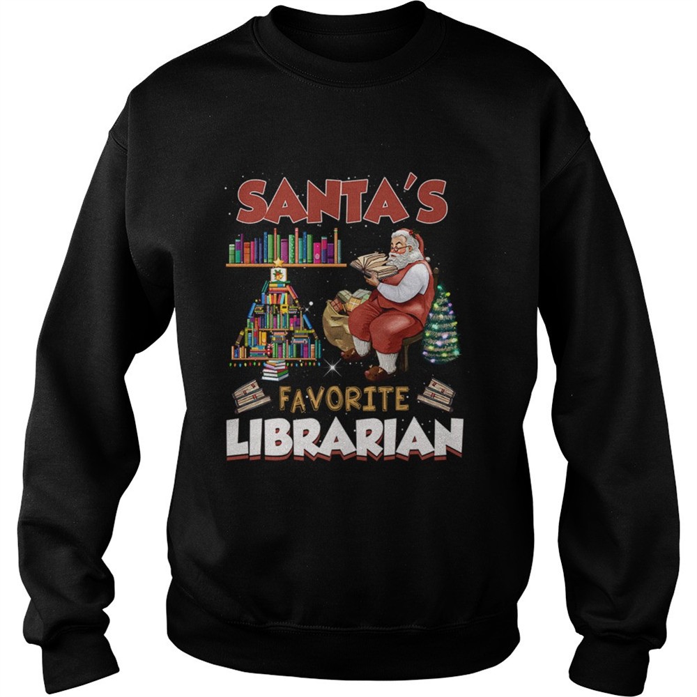 Santas Favorite Librarian Funny Christmas Ornaments shirt
