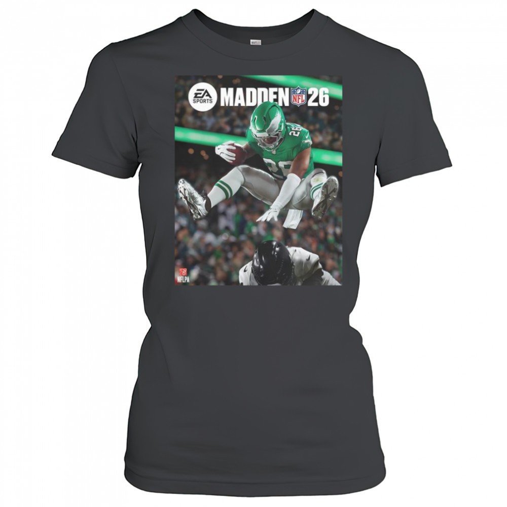 saquon-barkley-philadelphia-eagles-and-his-hurdle-grace-the-cover-of-madden-nfl-undqad61 Saquon Barkley Philadelphia Eagles And His Hurdle Grace The Cover Of Madden NFL T-Shirt