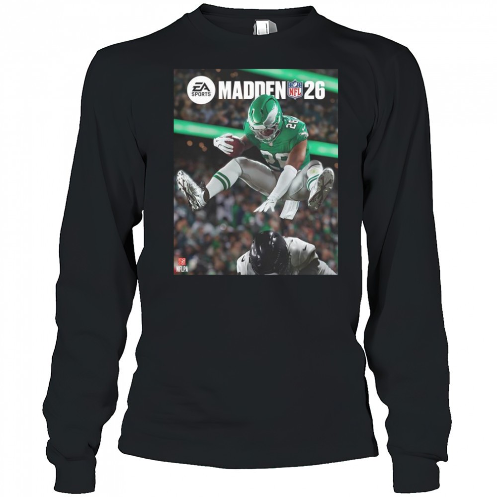 saquon-barkley-philadelphia-eagles-and-his-hurdle-grace-the-cover-of-madden-nfl-undqad61 Saquon Barkley Philadelphia Eagles And His Hurdle Grace The Cover Of Madden NFL T-Shirt