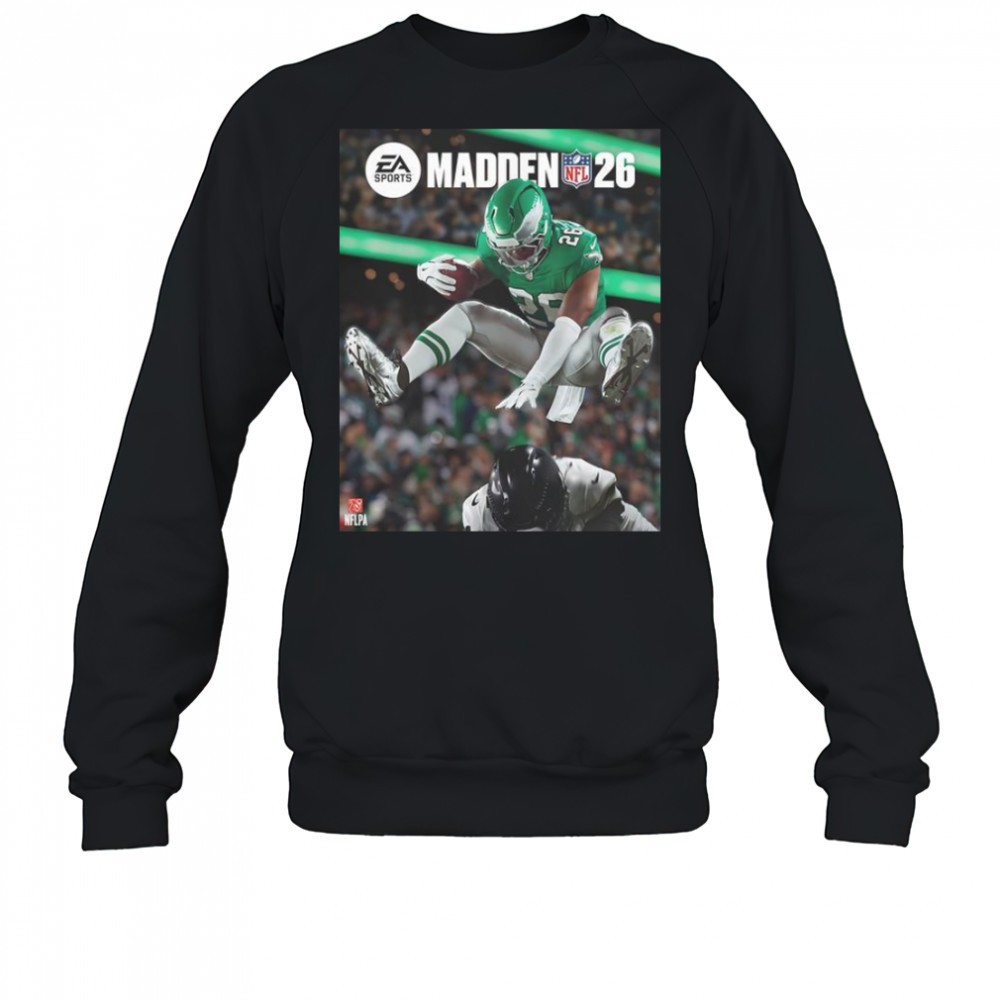 saquon-barkley-philadelphia-eagles-and-his-hurdle-grace-the-cover-of-madden-nfl-undqad61 Saquon Barkley Philadelphia Eagles And His Hurdle Grace The Cover Of Madden NFL T-Shirt