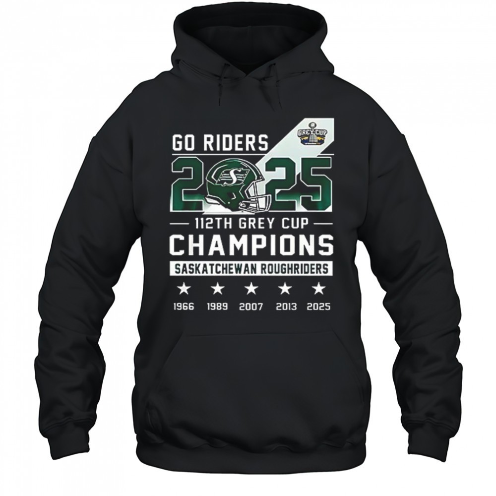 Saskatchewan Roughriders 112th Grey Cup 2025 champions name roster shirt