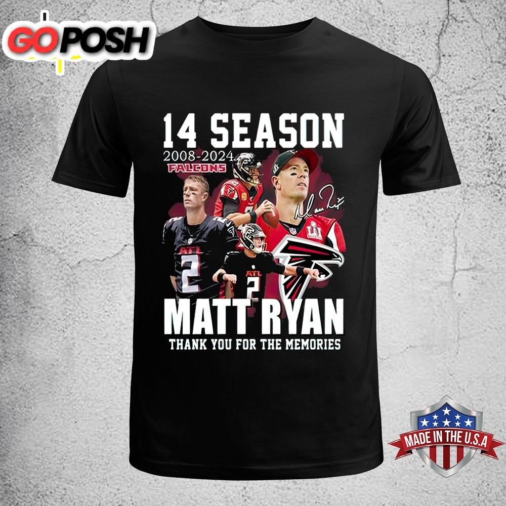 Season 2008-2025 NFL Atlanta Falcons Matt Ryan Thank You For The Memories Unisex T-Shirt