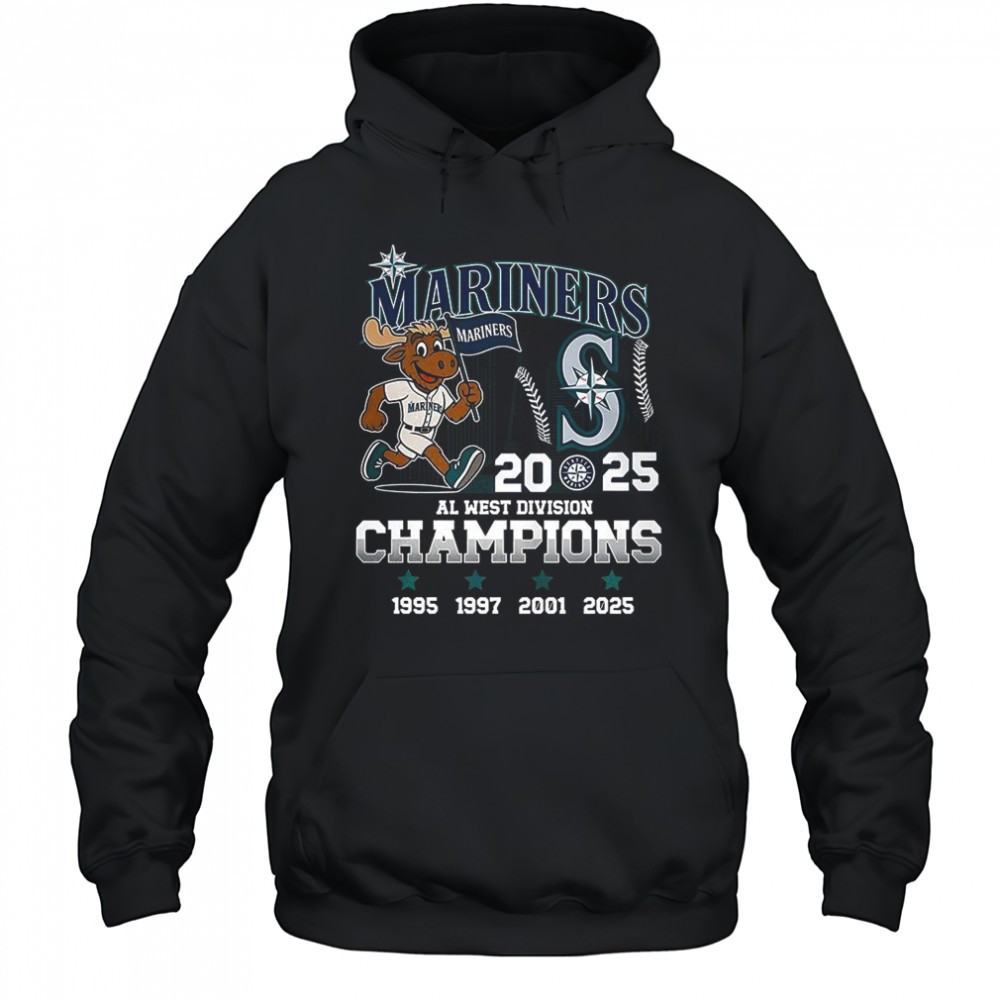 Seattle Mariners AL West Division Champions 2025 mascot skyline shirt