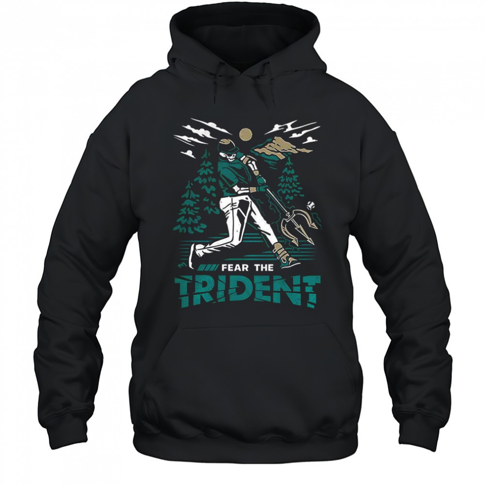 Seattle Mariners baseball Fear the Trident skeleton throwing ball shirt