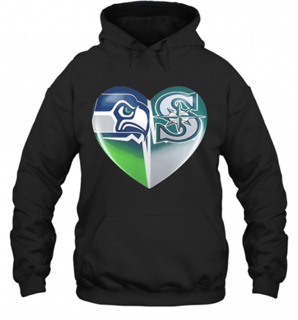 Seattle Seahawks And Seattle Mariners Heartbeat Heart T-Shirt