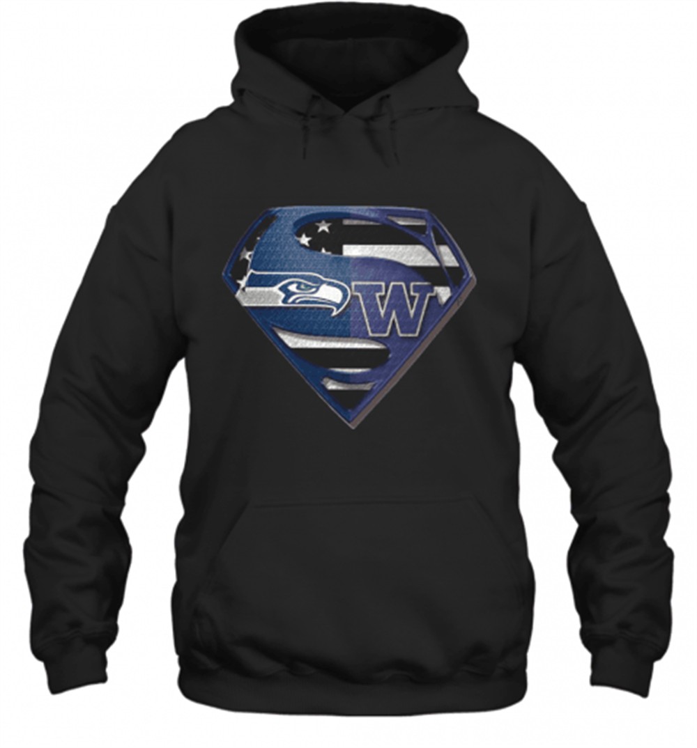 Seattle Seahawks And Washington Huskies Superman T-Shirt