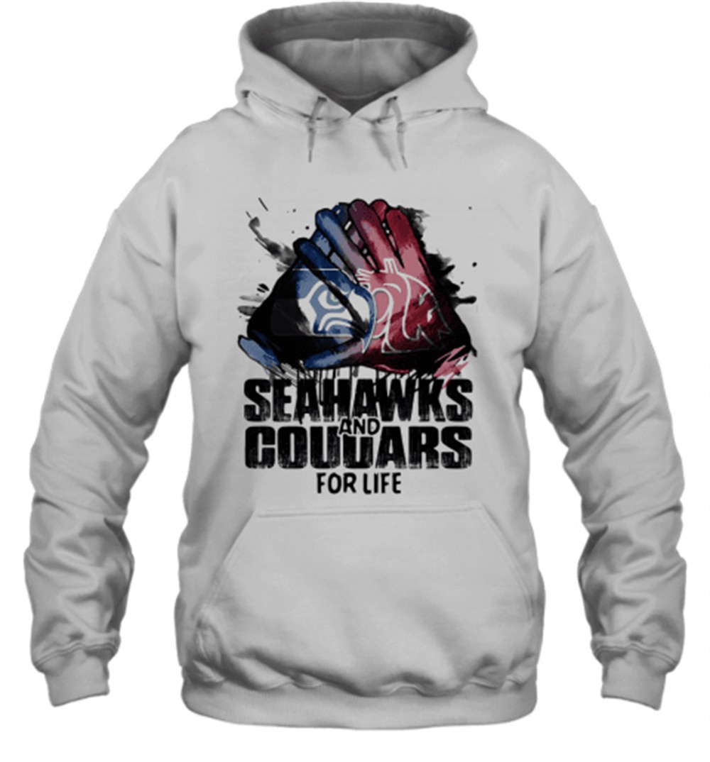 Seattle Seahawks And Washington State Cougars For Life Art T-Shirt