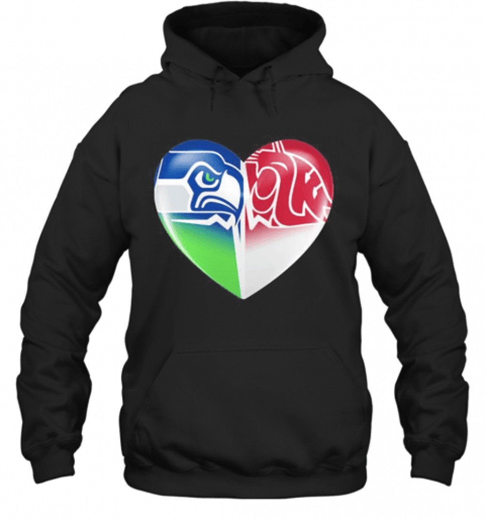 Seattle Seahawks And Washington State Cougars Heart T-Shirt