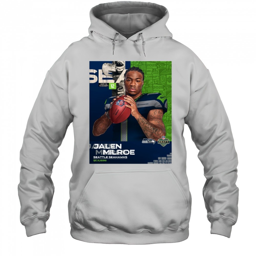Seattle Seahawks Football Jalen Milroe QB Alabama NFL Draft 2025 Poster t-shirt