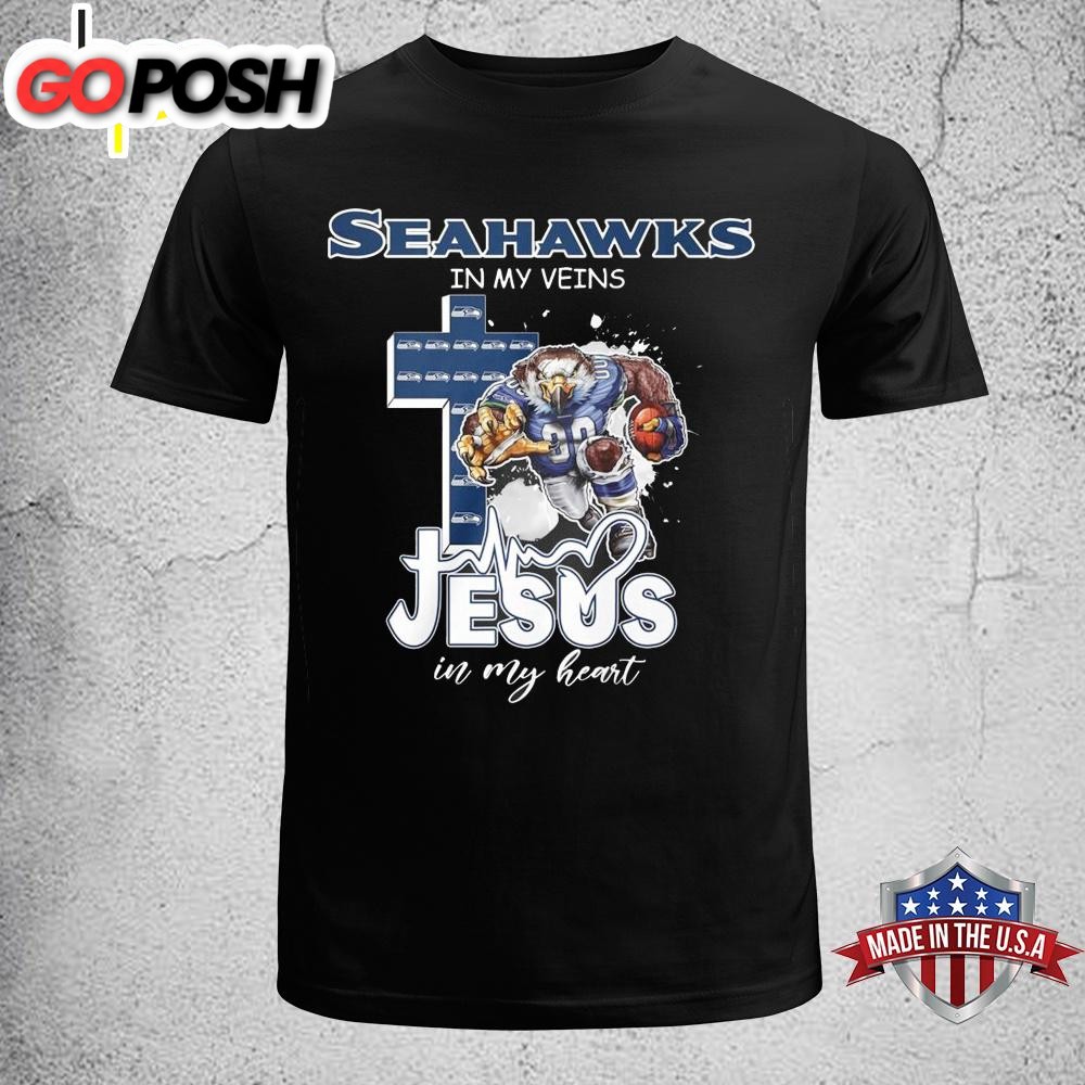Seattle Seahawks In My Veins Jesus In My Hearts Unisex T-Shirt