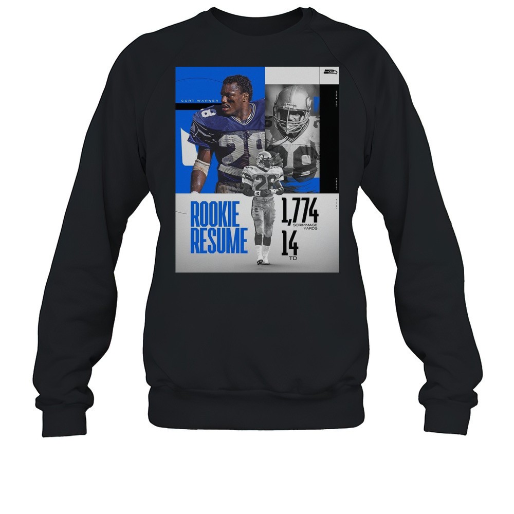 Seattle Seahawks Legends Kurt Warner Rookie Resume 1774 Scrimmage Yards 14 TD Poster T-shirt