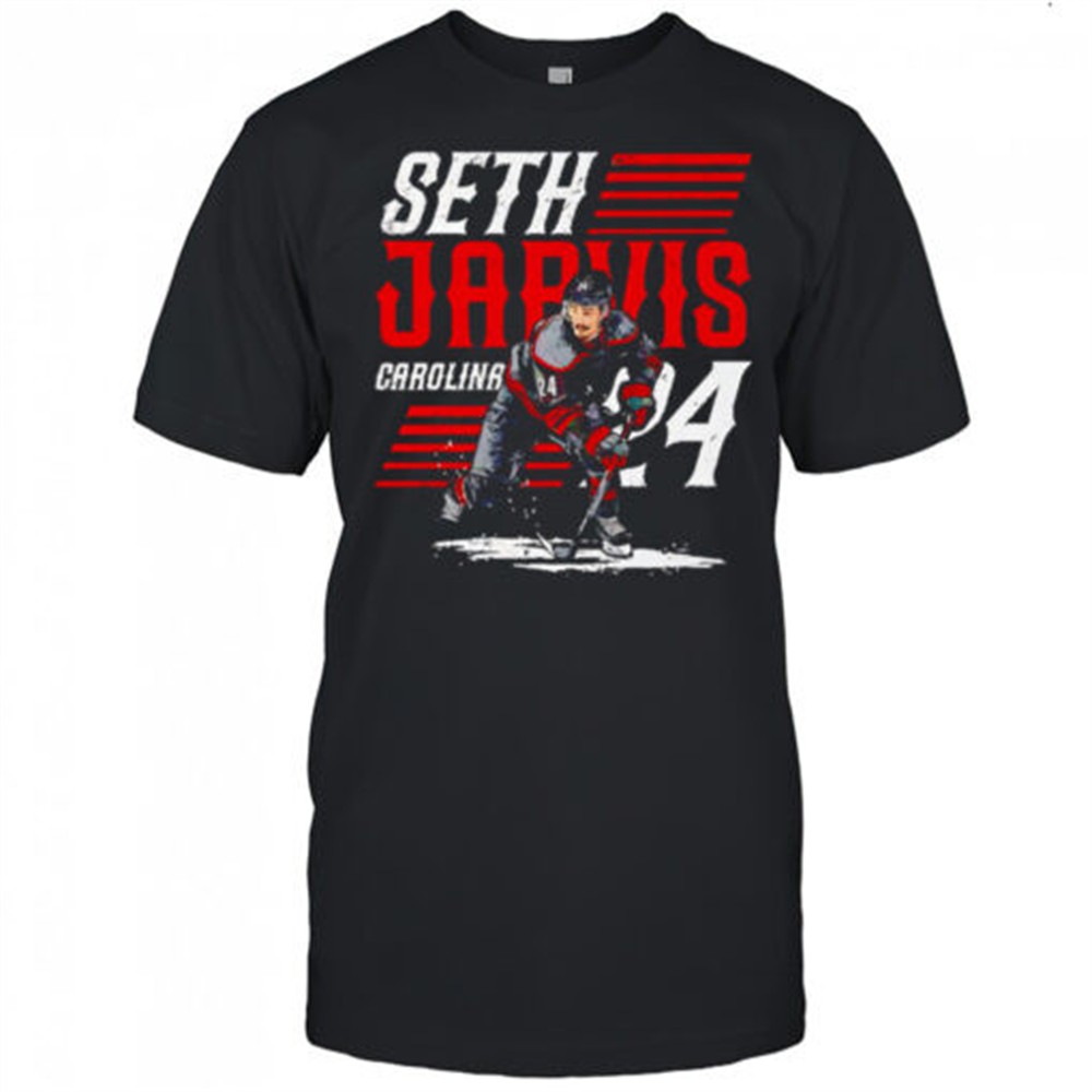 Seth Jarvis wearing the freddie 500 shirt