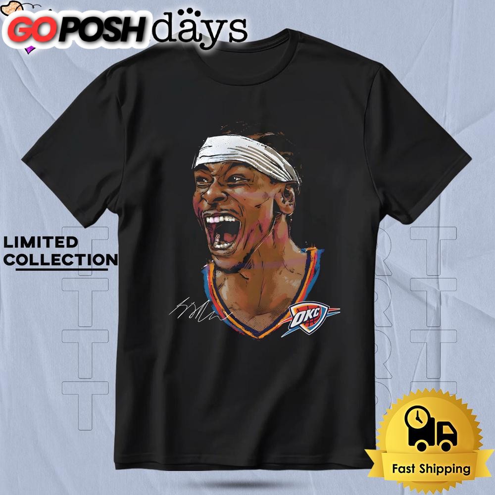 Shai Gilgeous Alexander Oklahoma City Thunder Portrait Art T Shirt