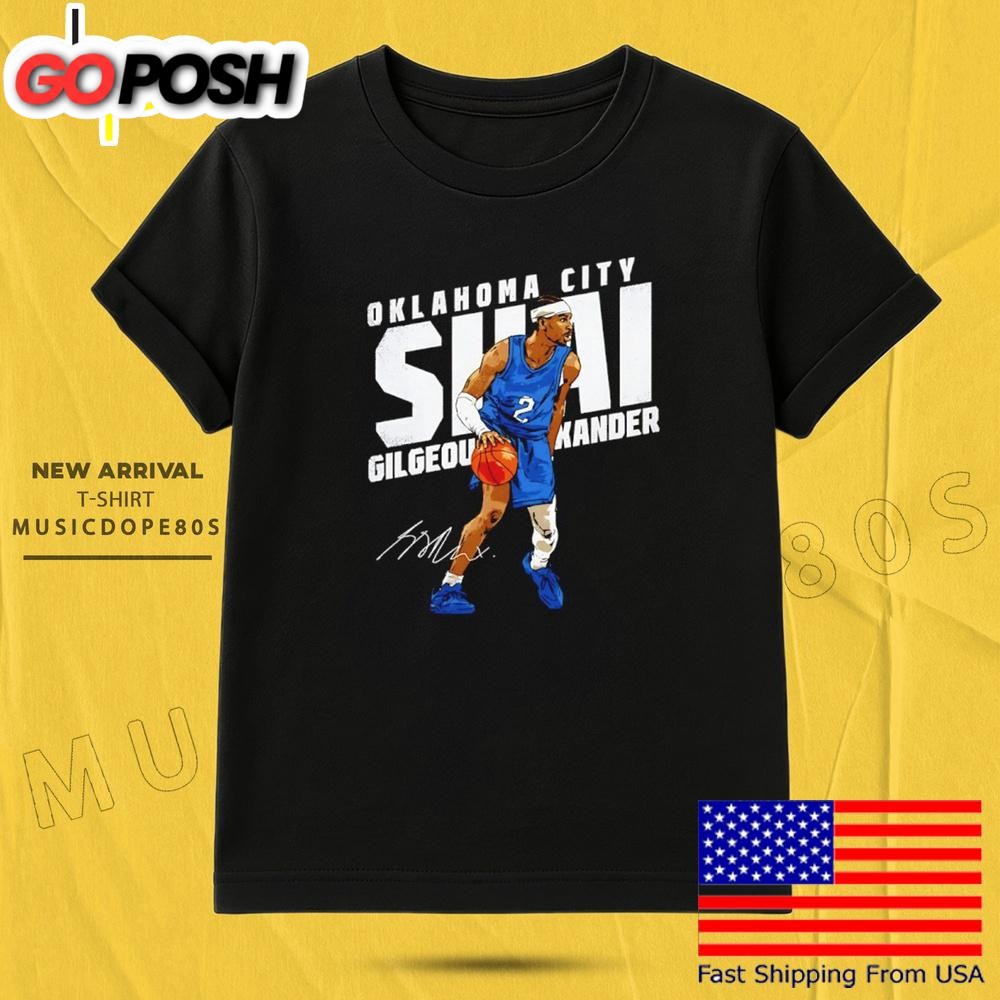 Shai Gilgeous Alexander Oklahoma City Thunder Slant Signature T Shirt