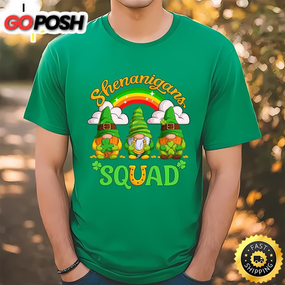 Shenanigans Squad Gnomes Shamrock Happy St Patricks Day T-Shirt