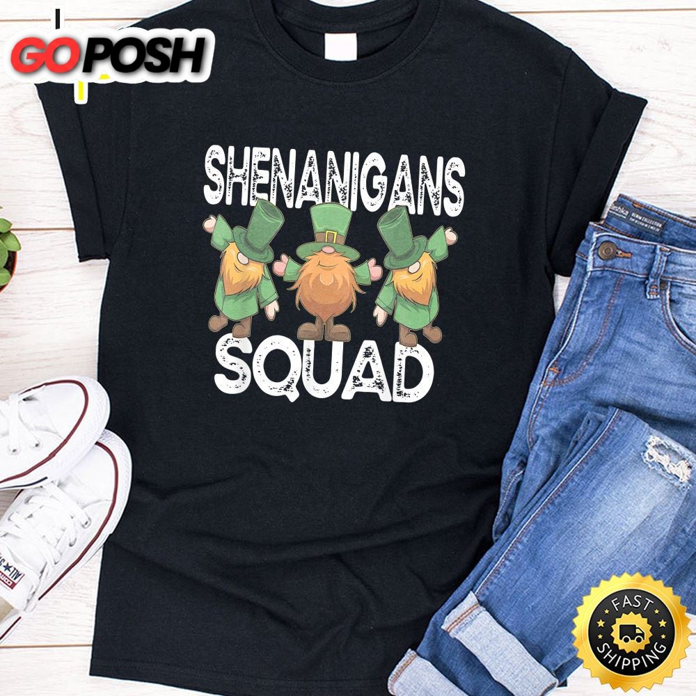 Shenanigans Squad Irish St Patricks Day Gnomes Shamrock Boys T-Shirt