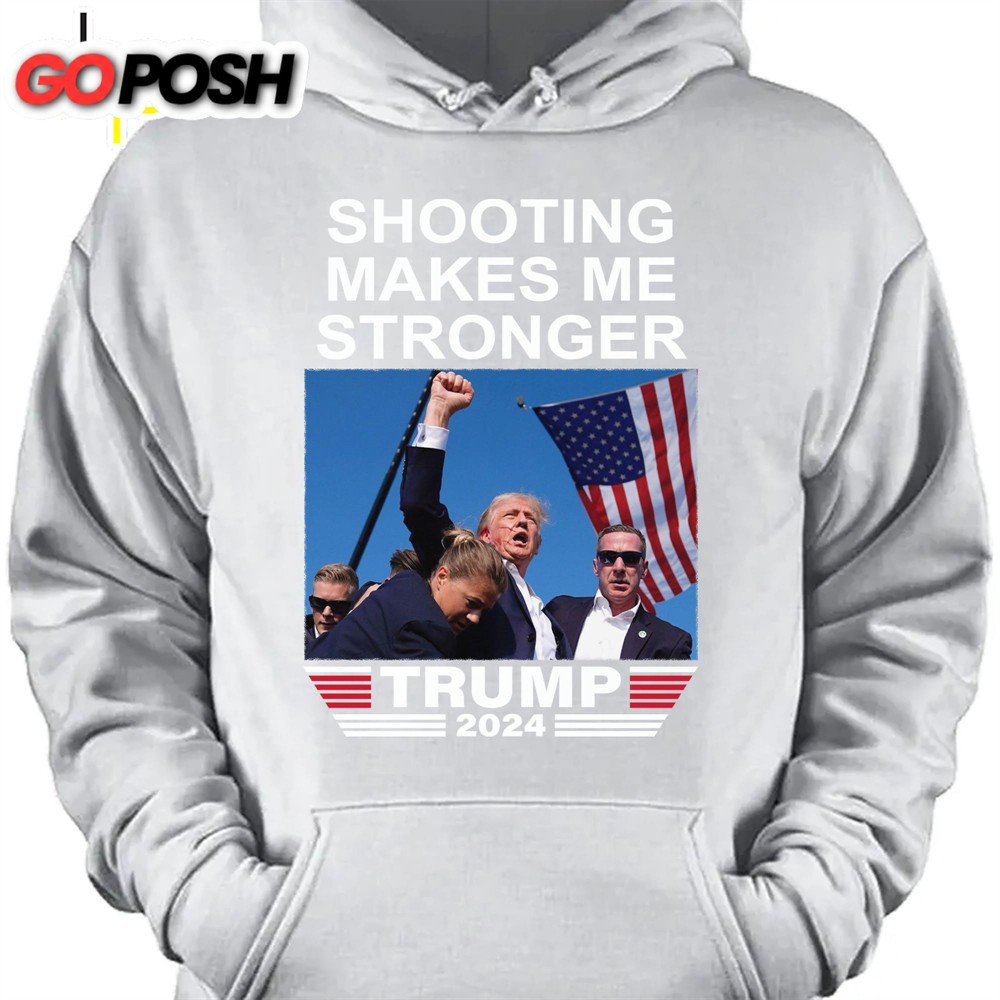 Shooting Makes Me Stronger Trump Fight 2024 Shirt Pennsylvania Rally Donald Trump Shirt Dark