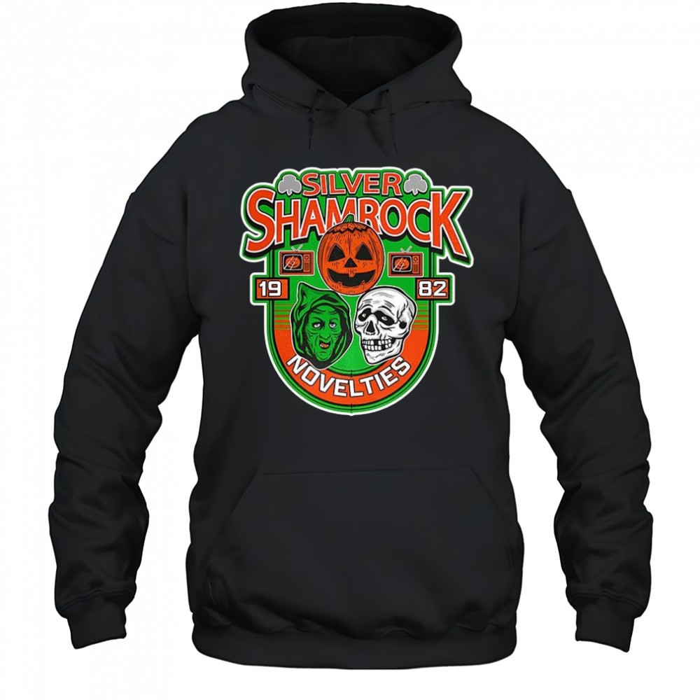 Silver Shamrock novelties est 1982 logo Skull pumpkin witch Halloween shirt