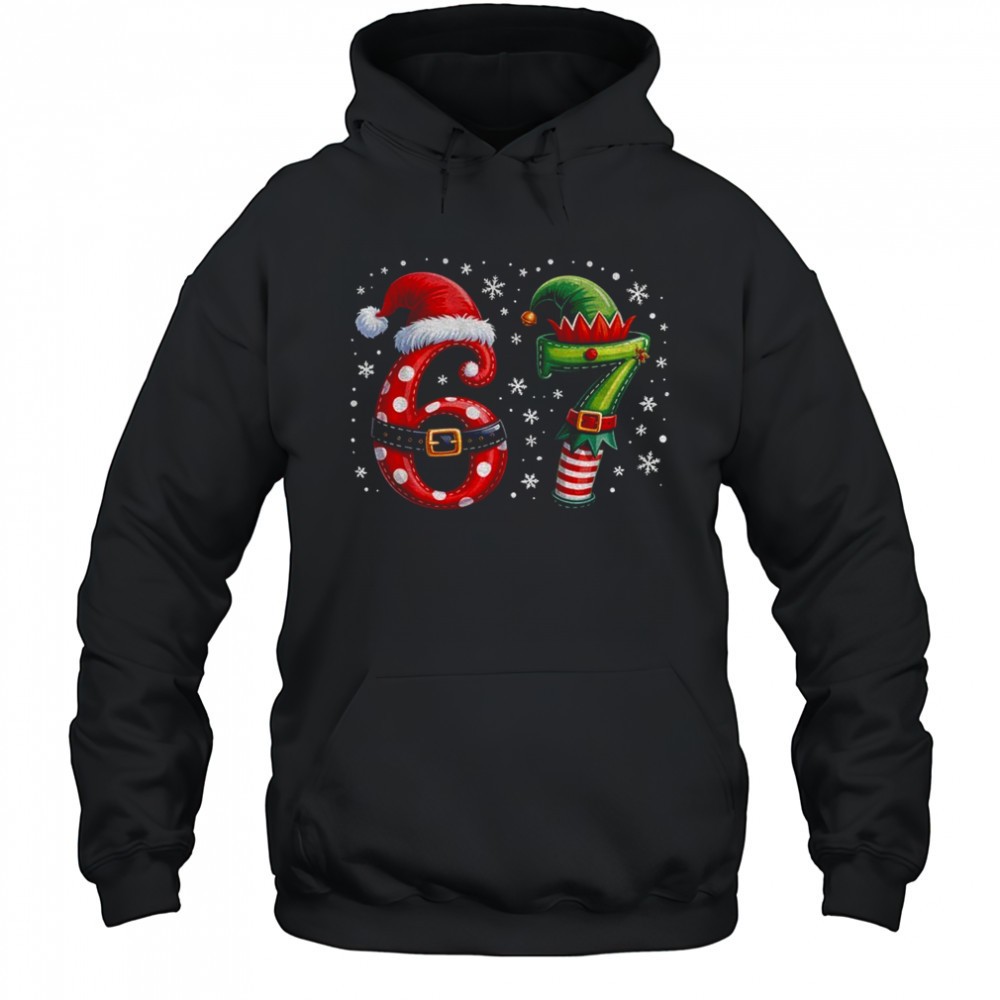Six Seven Santa hat Elf 6 7 meme Merry Christmas 2025 shirt
