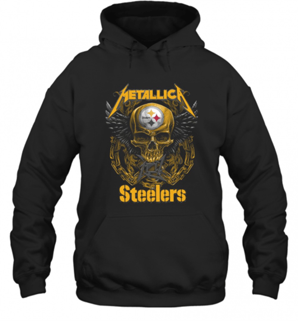 Skull Metallic Steelers Pittsburgh Halloween T-Shirt