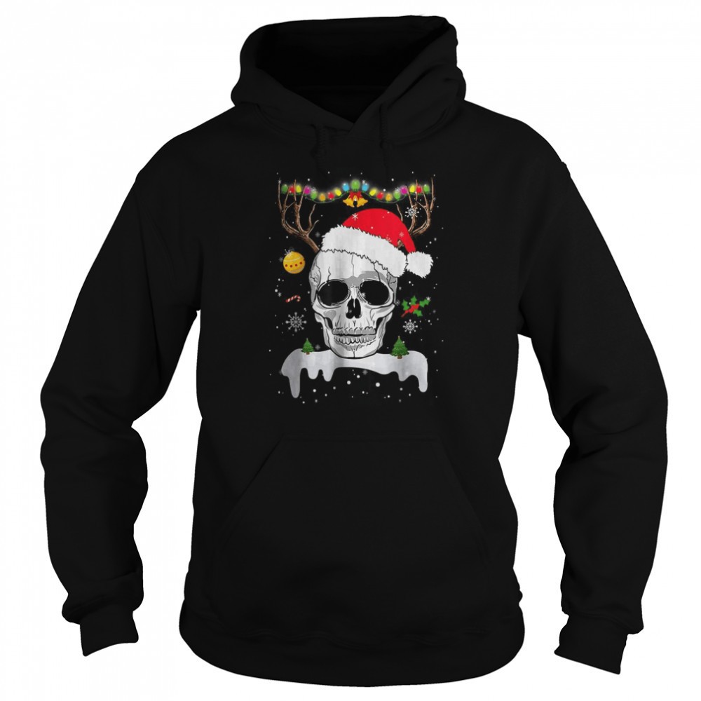 Skull Reindeer Christmas Skulls Santa Hat Reindeer T-Shirt