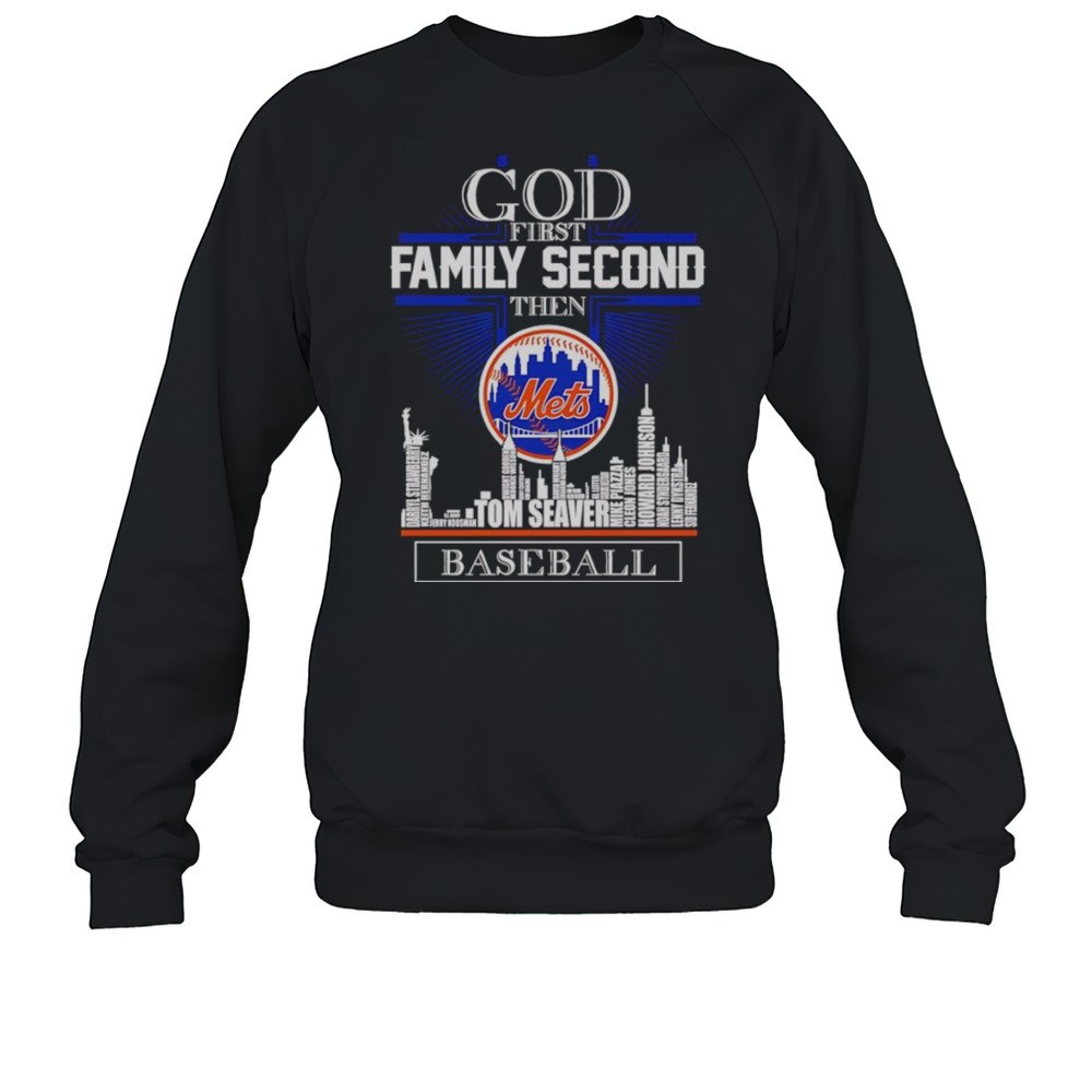 Skyline God First Family Second Then New York Mets Baseball Shirt