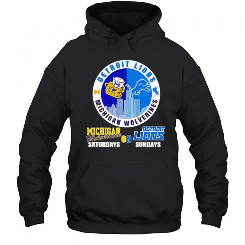 Skyline Michigan Wolverines on Saturdays Detroit Lions on Sundays shirt