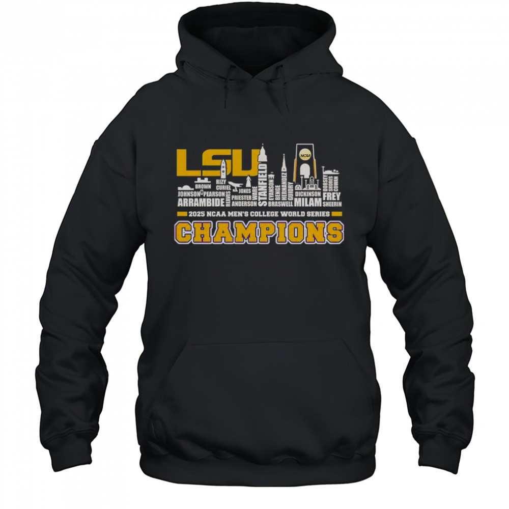 Skyline Name LSU Tigers 2025 NCAA Mens College World Series Champions T-Shirt