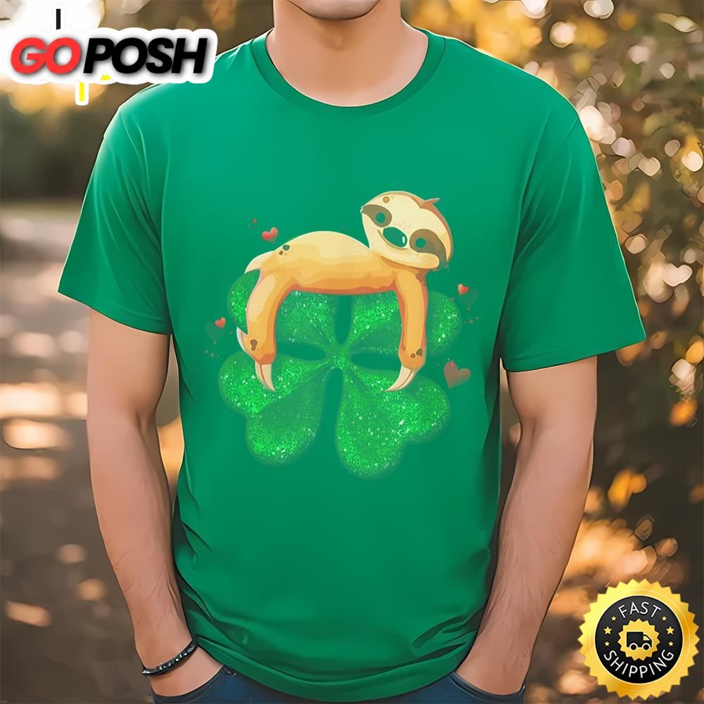 Sloth Four Leaf Clover Shamrock St. Saint Patricks Day T-Shirt