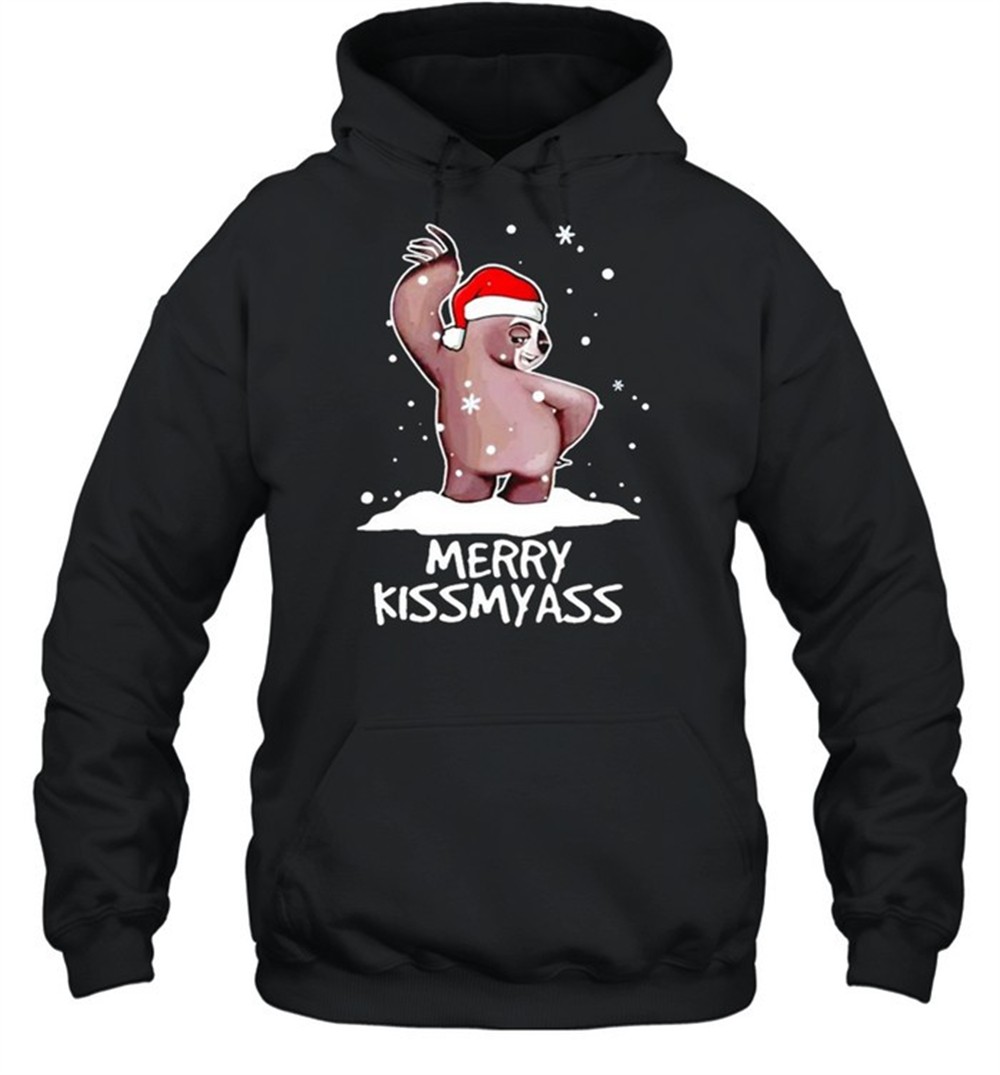 Sloth Merry Christmas Kissmyass funny shirt