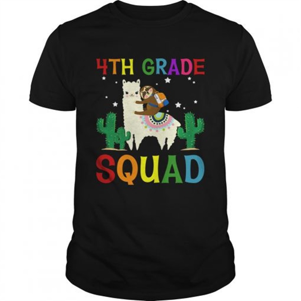 sloth-riding-llama-4th-grade-squad-back-to-school-tshirt-gteaeg34 Sloth Riding Llama 4th Grade Squad Back To School TShirt