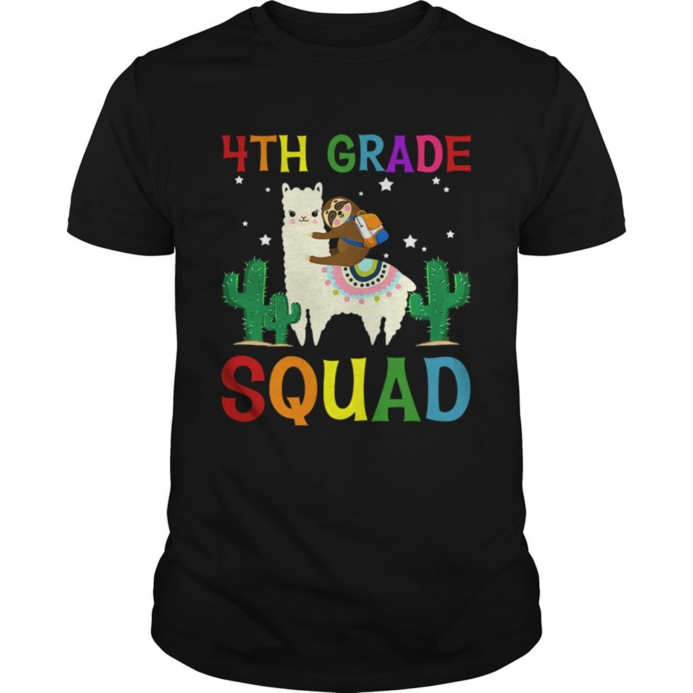 sloth-riding-llama-4th-grade-squad-back-to-school-tshirt-gteaeg34 Sloth Riding Llama 4th Grade Squad Back To School TShirt