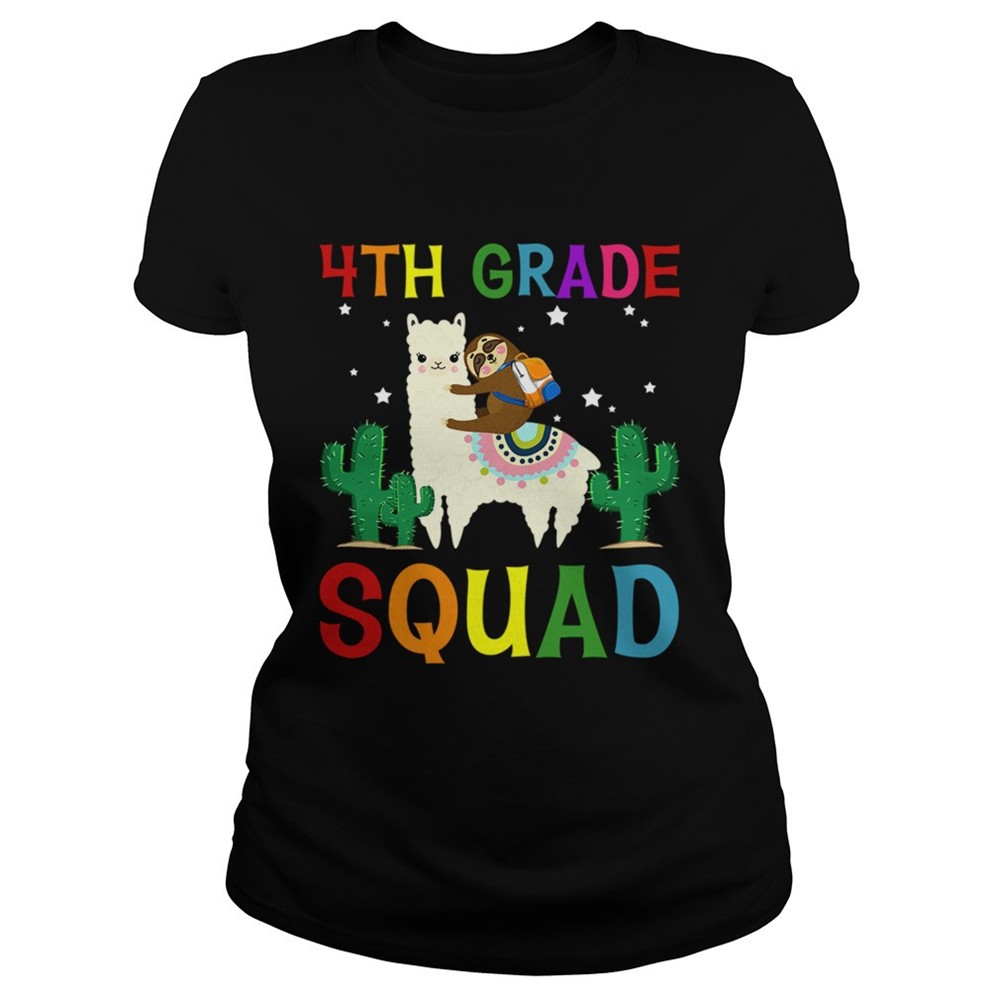sloth-riding-llama-4th-grade-squad-back-to-school-tshirt-gteaeg34 Sloth Riding Llama 4th Grade Squad Back To School TShirt