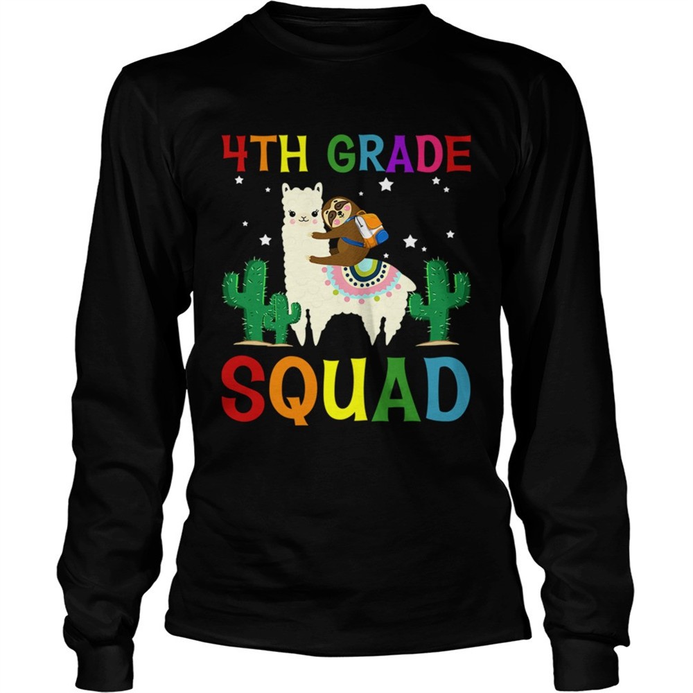 sloth-riding-llama-4th-grade-squad-back-to-school-tshirt-gteaeg34 Sloth Riding Llama 4th Grade Squad Back To School TShirt