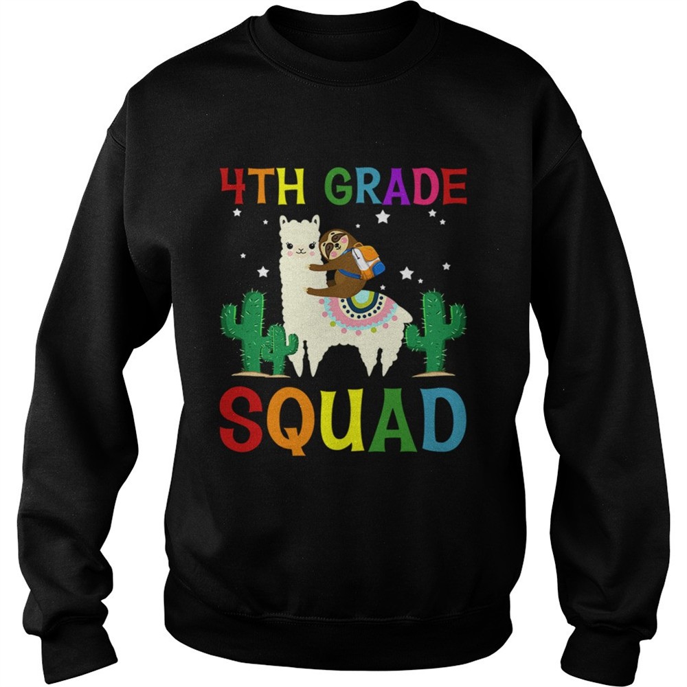 Sloth Riding Llama 4th Grade Squad Back To School TShirt