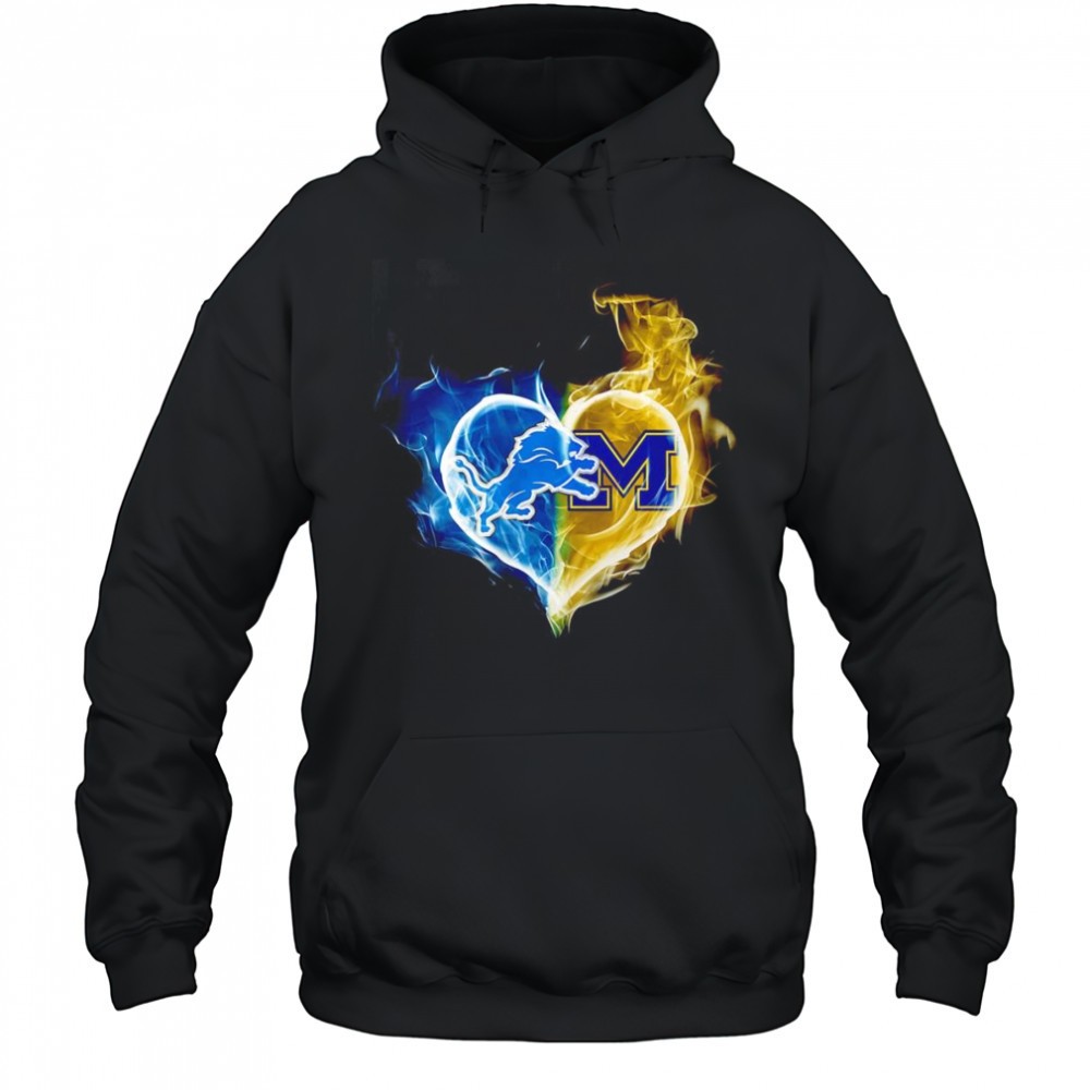 Smoke heart Detroit Lions and Michigan Wolverines shirt