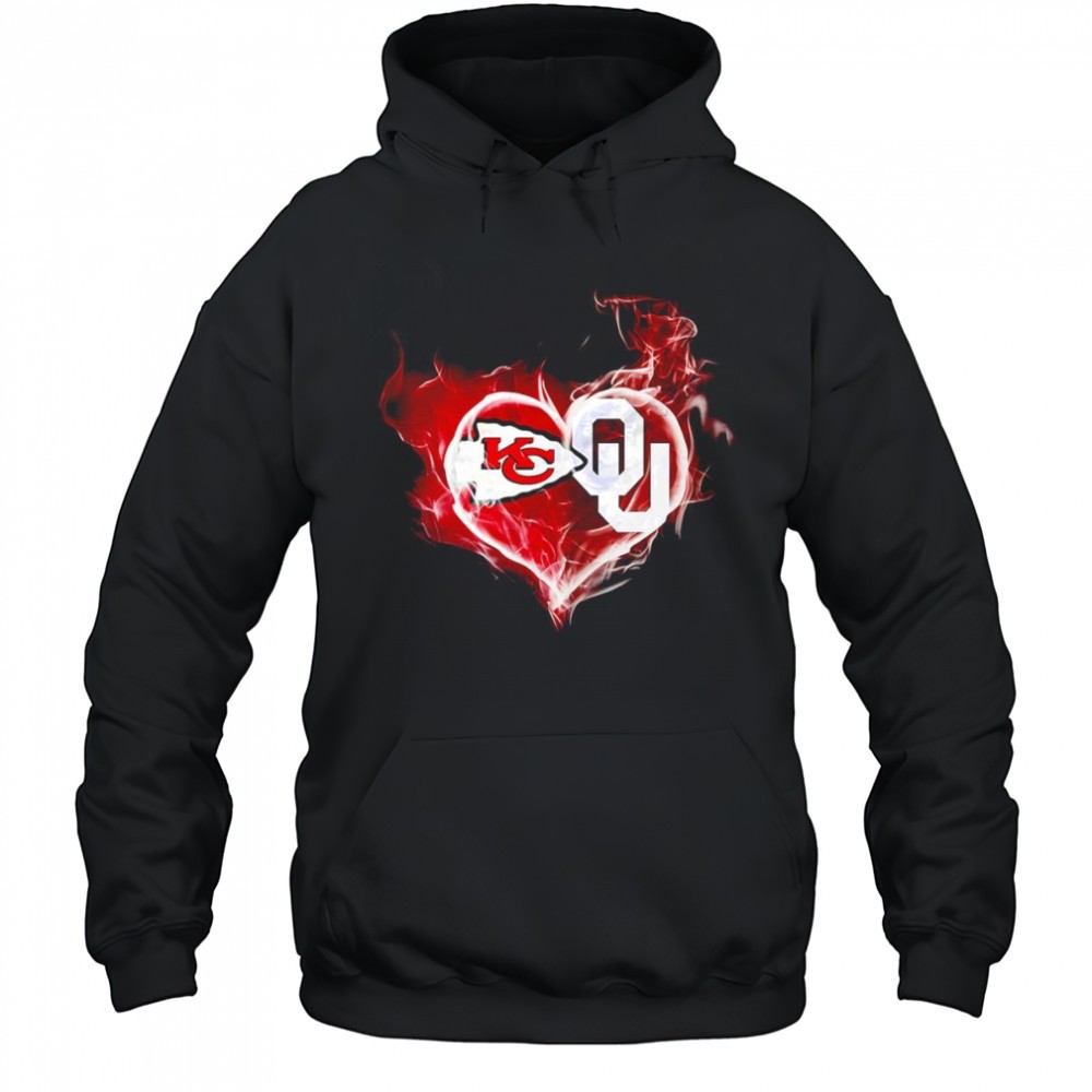 Smoke heart Kansas City Chiefs and Oklahoma Sooners shirt