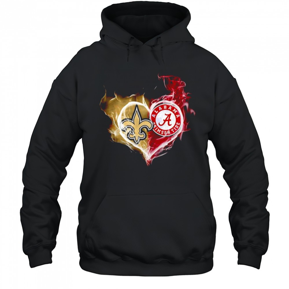 Smoke heart Saint New Orleans and Alabama Crimson Tide shirt