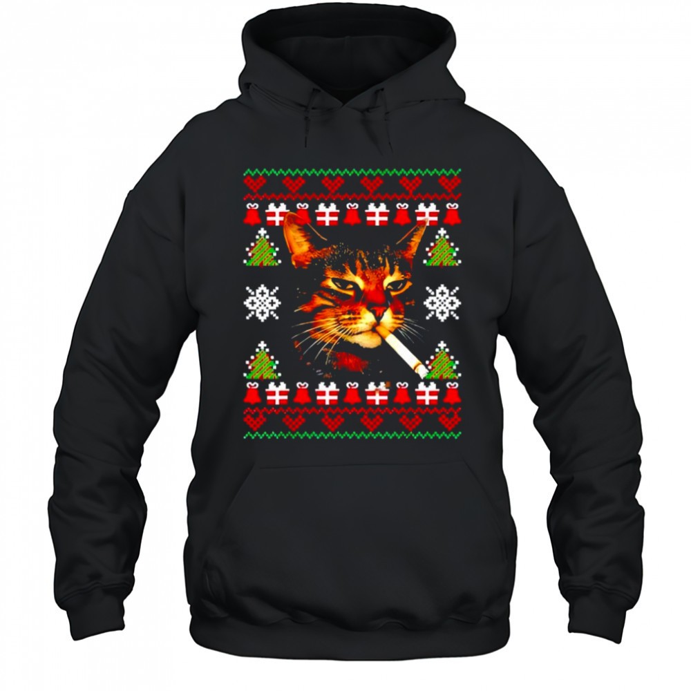 Smoking Cat Meme Ugly Christmas shirt