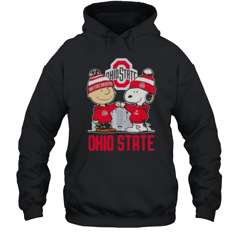 Snoopy And Charlie Brown Ohio State Buckeyes Football Skyline T-Shirt