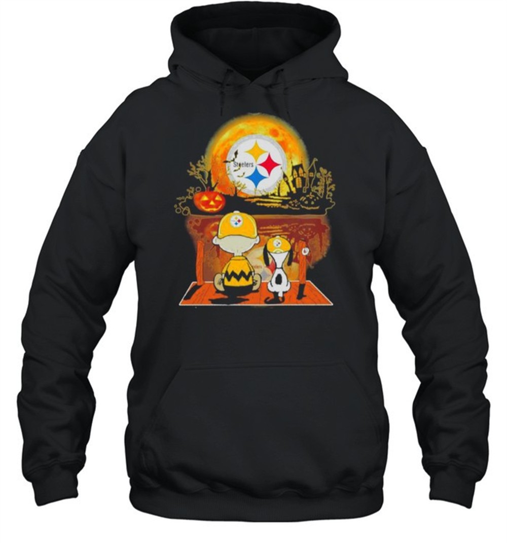 Snoopy and Charlie Brown Pumpkin Pittsburgh Steelers Halloween Moon shirt