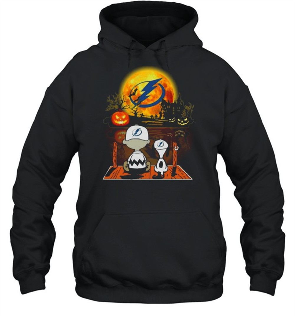 Snoopy and Charlie Brown Pumpkin Tampa Bay Lightning Halloween Moon shirt