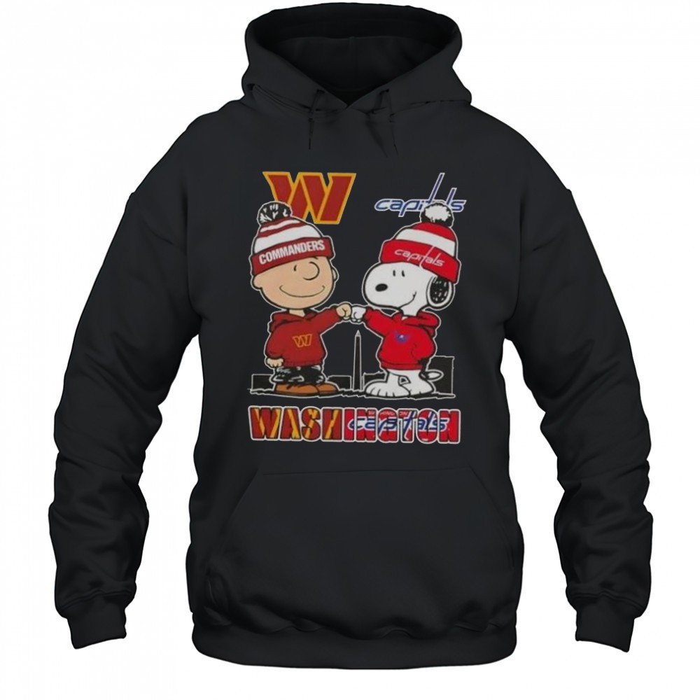Snoopy And Charlie Brown Washington Sports Commanders X Capitals Skyline T-Shirt