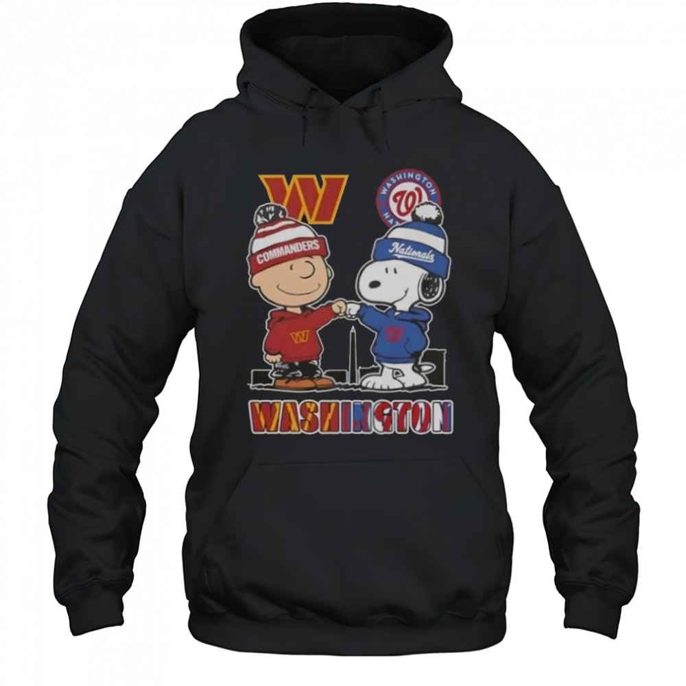 Snoopy And Charlie Brown Washington Sports Commanders X Nationals Skyline T-Shirt