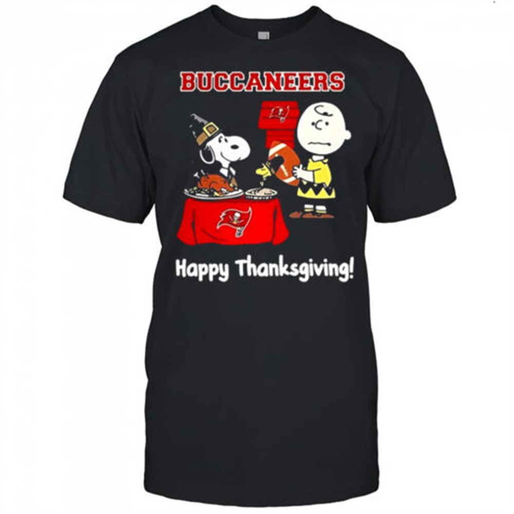 Snoopy and Charlie Brown X Tampa Bay Buccaneers football happy Thanksgiving shirt